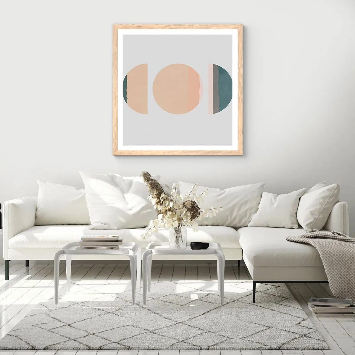 Pôster com moldura de carvalho claro - Círculo entre círculos - 60x60 cm