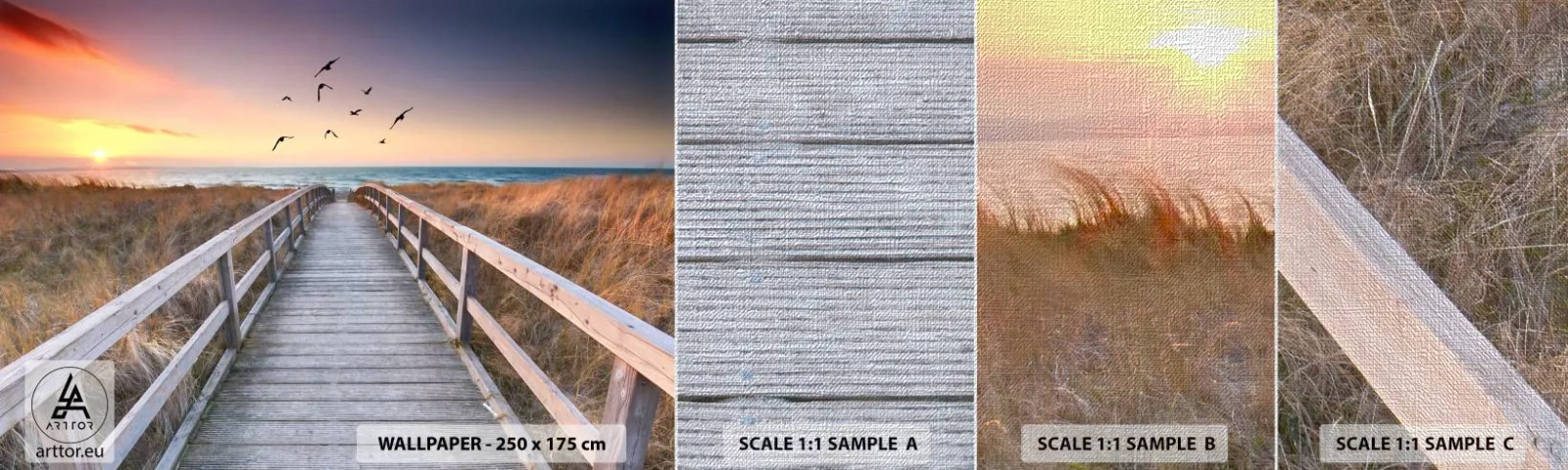 Amostra de papel de parede Premium Canvas - O espaço das alturas - Paisagem, Mar, Praia - 100x30 cm