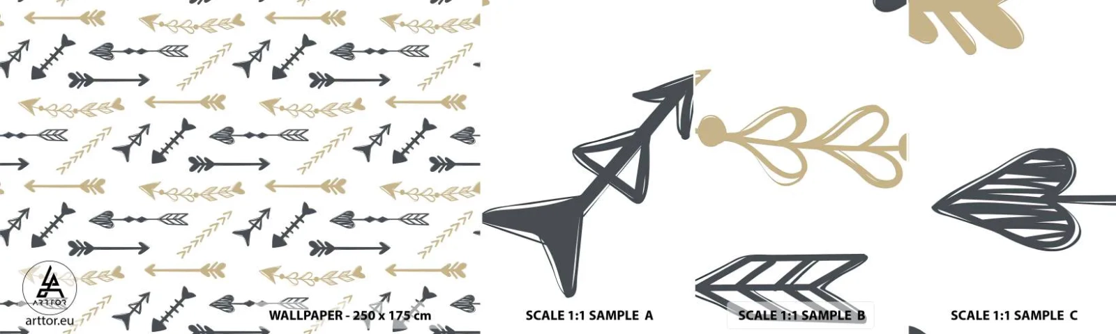 Amostra de papel de parede autocolante Deluxe Sticker - O sonho do arqueiro - Abstração, Seta, Boho - 100x30 cm