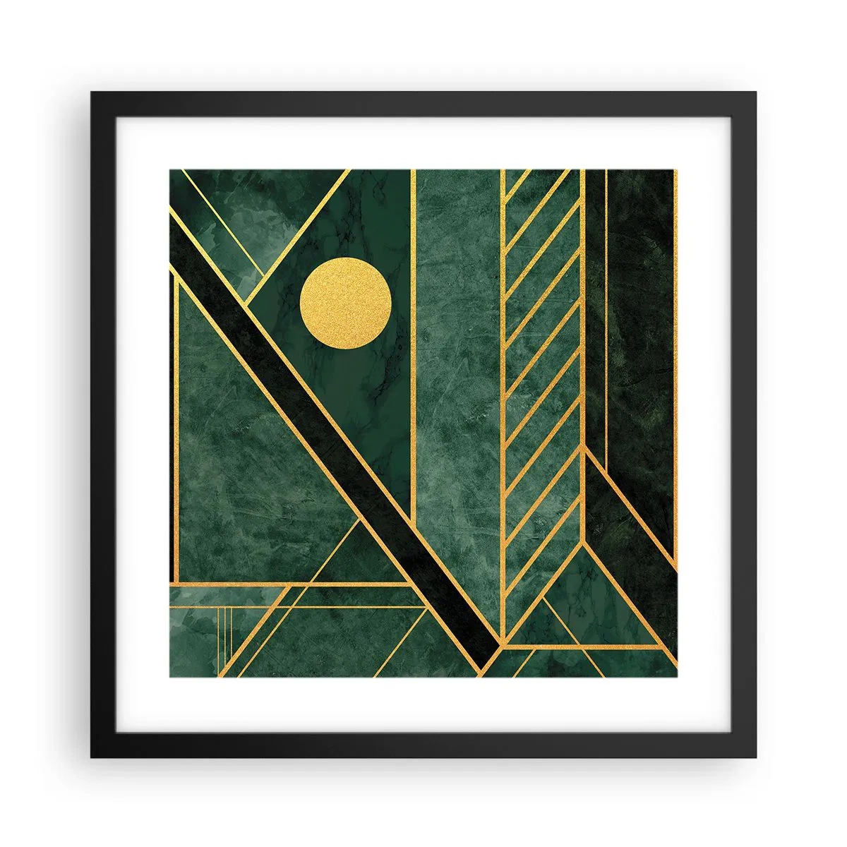 Pôster com moldura preta - A dinâmica do ouro e do azul - 40x40 cm