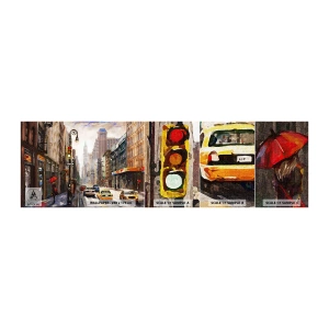 Amostra de papel de parede autocolante Deluxe Sticker - Nova York – colorida também na chuva  - Nova Iorque, Cidade, Manhattan - 100x30 cm