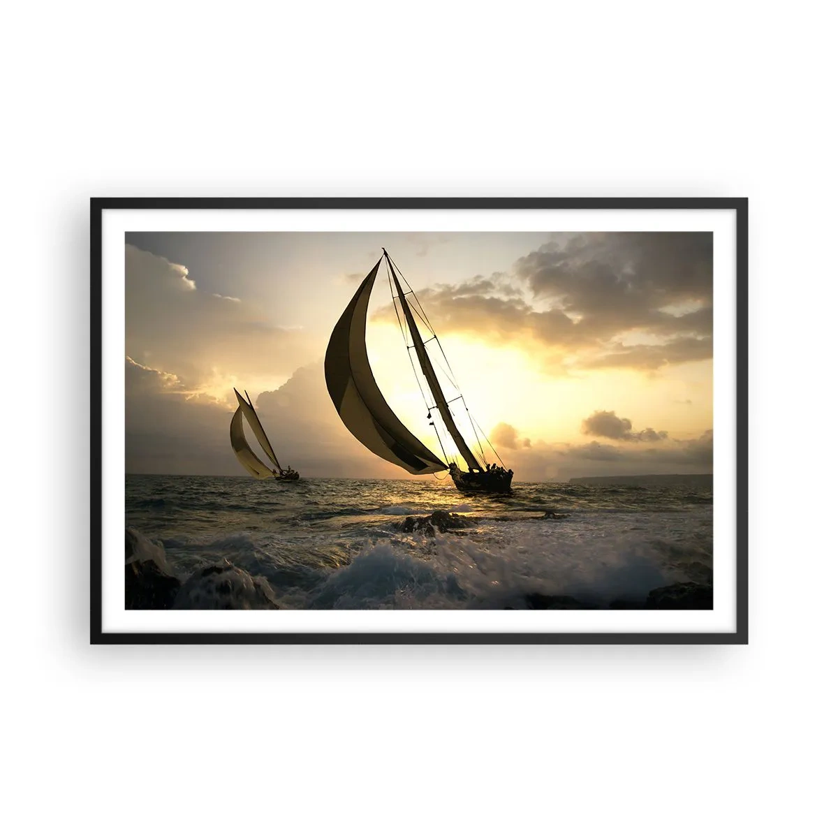 Pôster com moldura preta - Com o vento e contra o vento - 91x61 cm