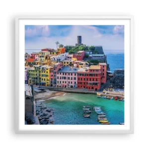 Pôster em moldura branca - Cidade mágica mediterrânea - 60x60 cm