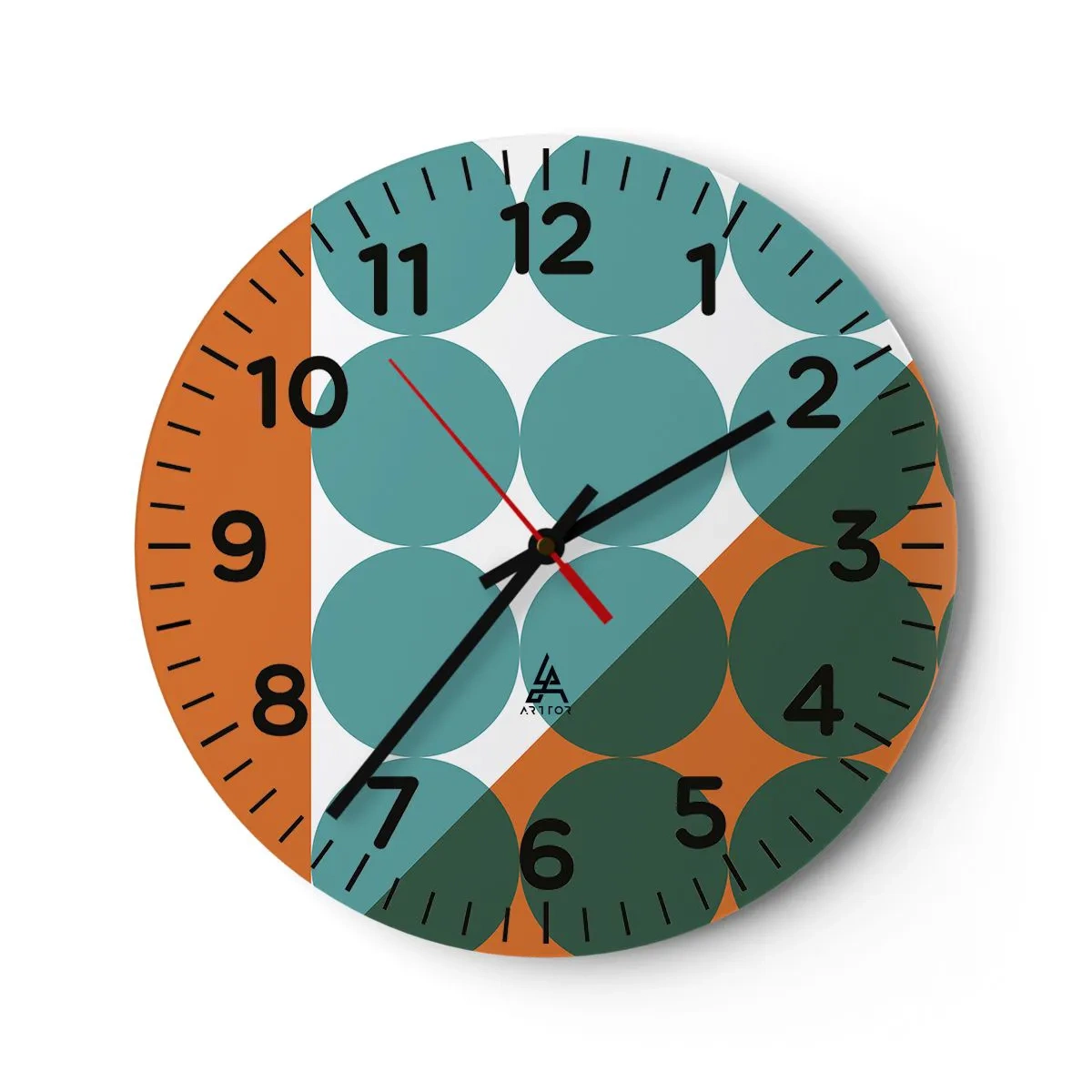 Relógio de parede - Relógio em vidro - Para cima e na diagonal - 40x40 cm