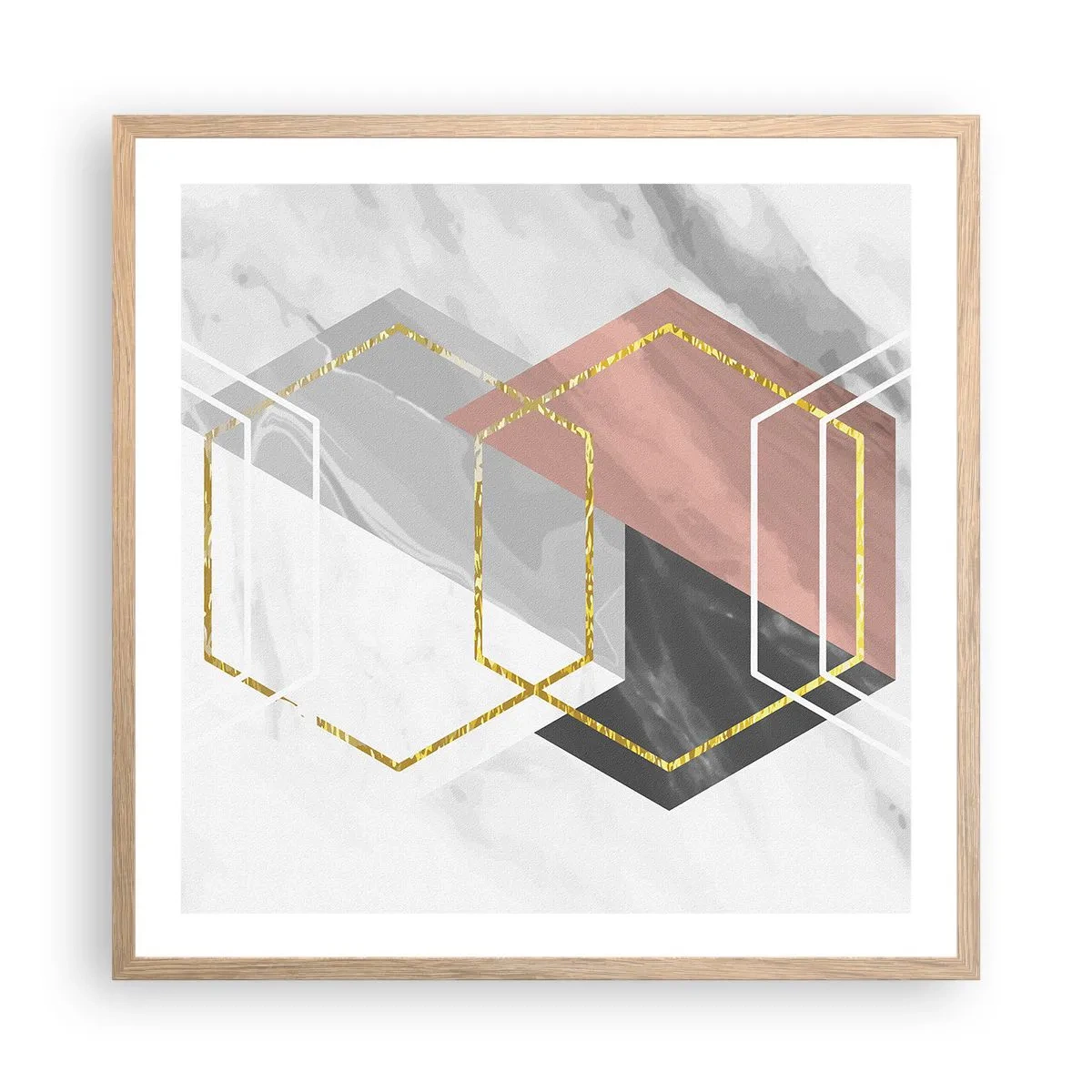 Pôster com moldura de carvalho claro - Composição em cadeia - 60x60 cm