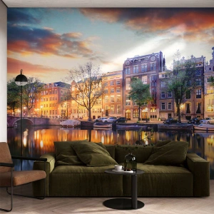Papel de Parede Premium Sand - Beleza holandesa contida e calma - Cidade, Arquitetura, Amsterdã - 200x140 cm