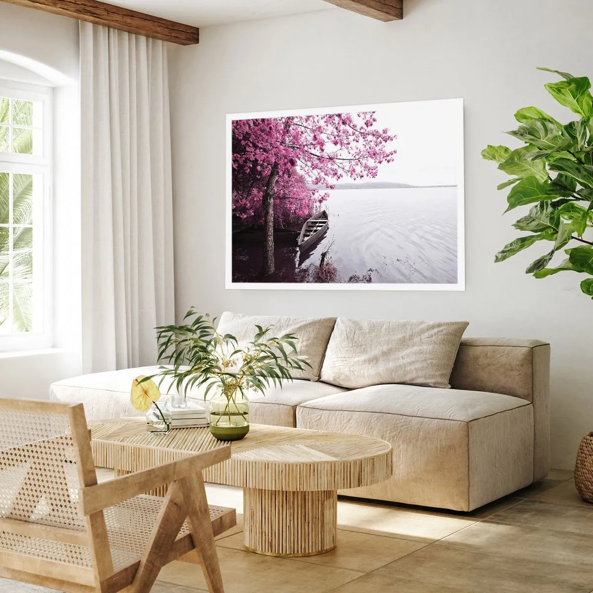 Pôster - Em silêncio cor-de-rosa - 50x40 cm