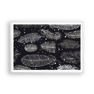 Pôster em moldura branca - Rendas de penas - 100x70 cm