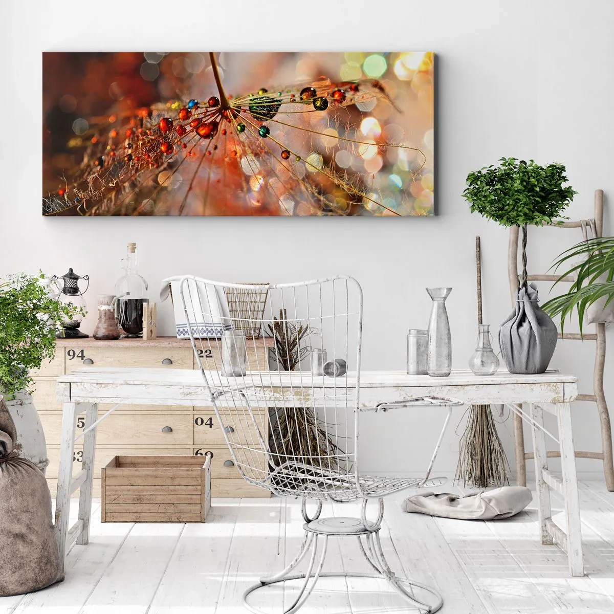 Quadro em tela - Enroscado numa teia de aranha - 140x50 cm