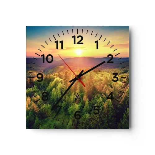 Relógio de parede - Relógio em vidro - Picos e cumes - 40x40 cm