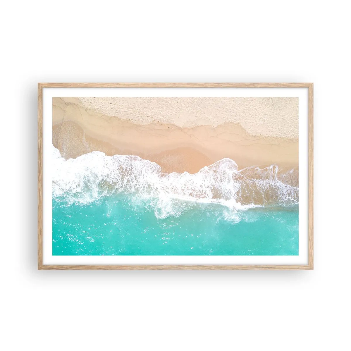 Pôster com moldura de carvalho claro - Toque carinhoso - 91x61 cm
