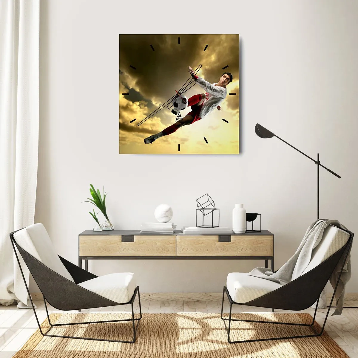 Relógio de parede - Relógio em vidro - O céu do futebol - 40x40 cm
