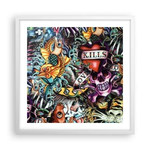 Pôster em moldura branca - O sonho do tatuador - 50x50 cm