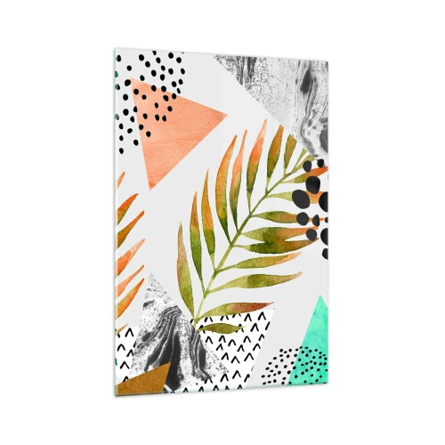 Quadro em vidro - Decoração em folha de palmeira - 70x100 cm