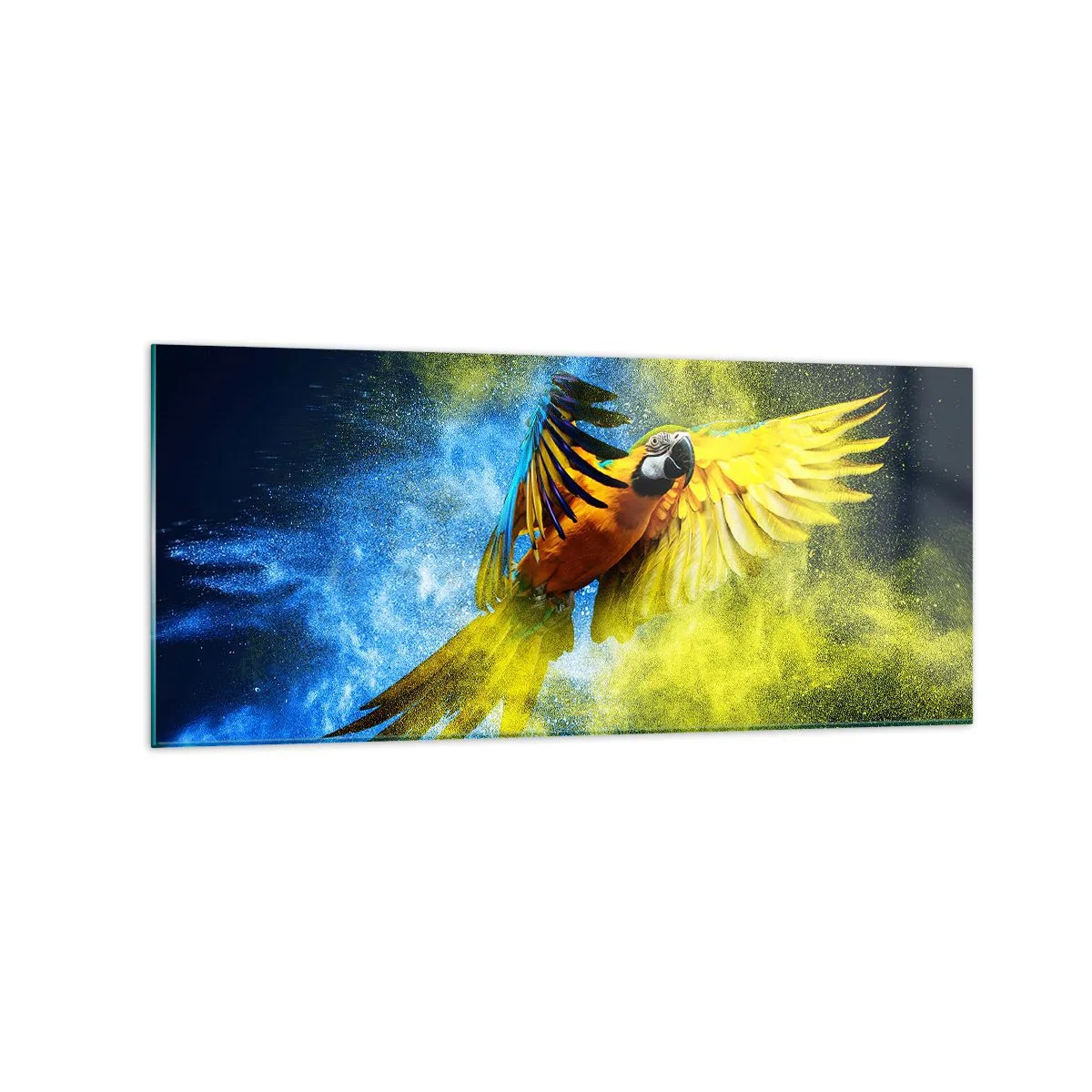 Quadro em vidro - Em pó azul-dourado - 120x50 cm
