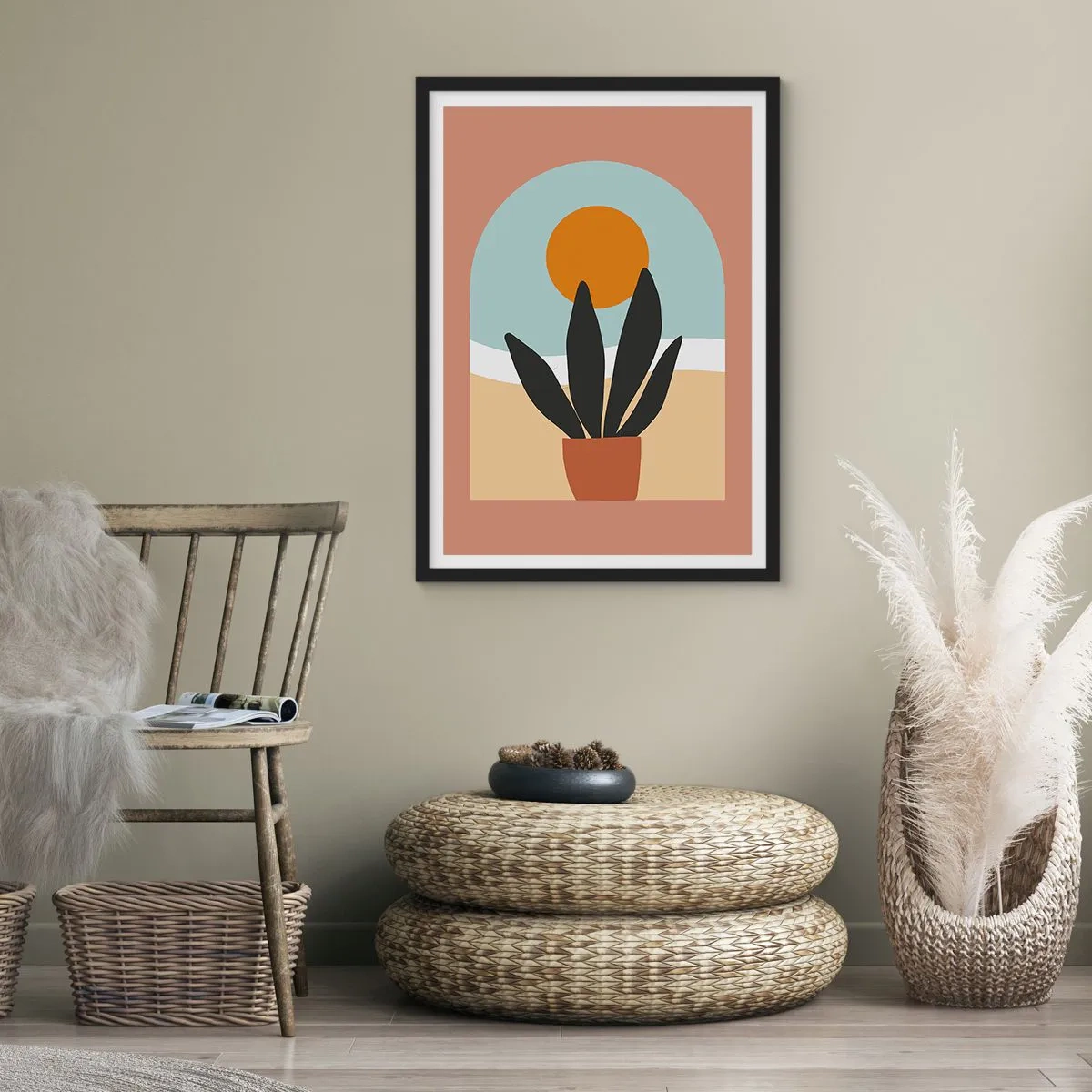 Pôster com moldura preta - Pequenas alegrias - 40x50 cm