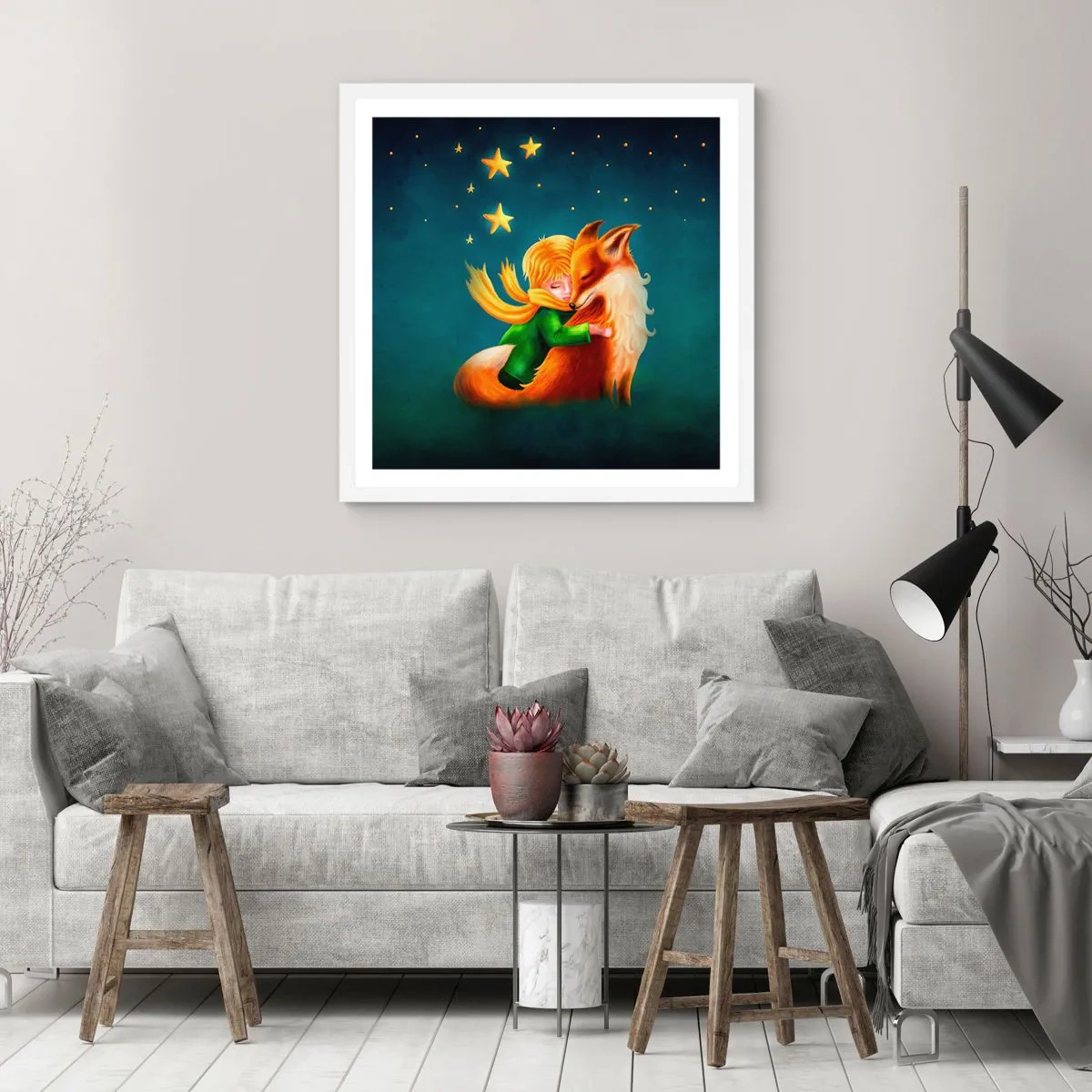 Pôster em moldura branca - O Pequeno Príncipe - 60x60 cm