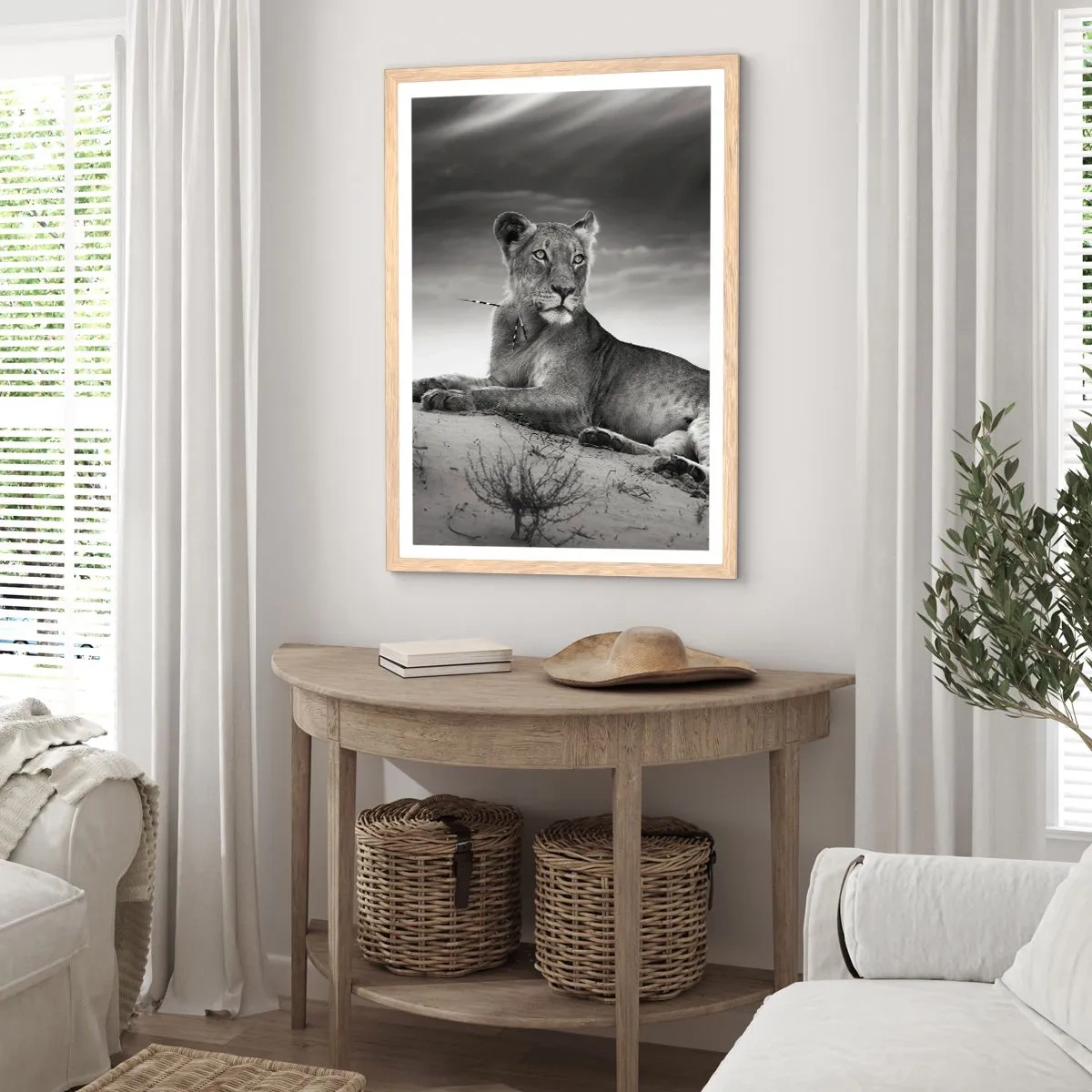Pôster com moldura de carvalho claro - Descanso da Rainha do Deserto - 50x70 cm