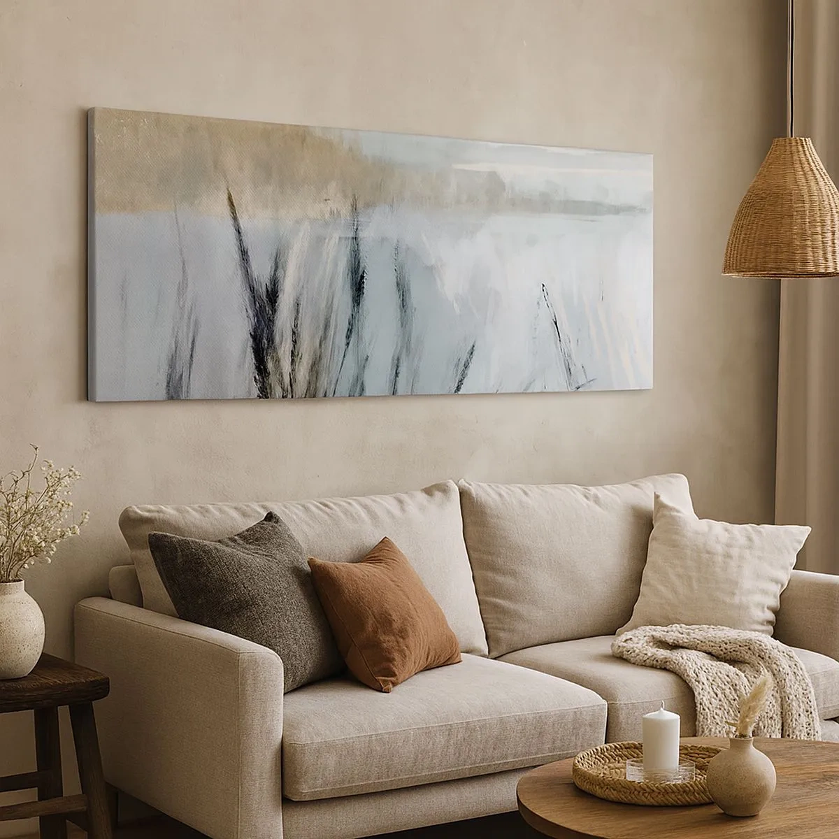 Quadro em tela - Campos de inverno - 100x40 cm