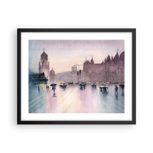 Pôster com moldura preta - Na névoa chuvosa - 50x40 cm