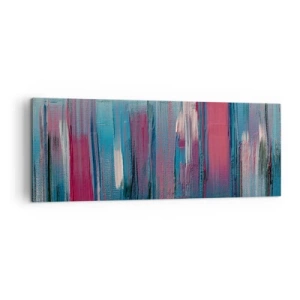 Quadro em tela - Composição vertical em azul e vermelho - 140x50 cm