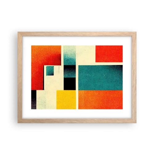 Pôster com moldura de carvalho claro - Abstração geométrica – boa energia - 40x30 cm
