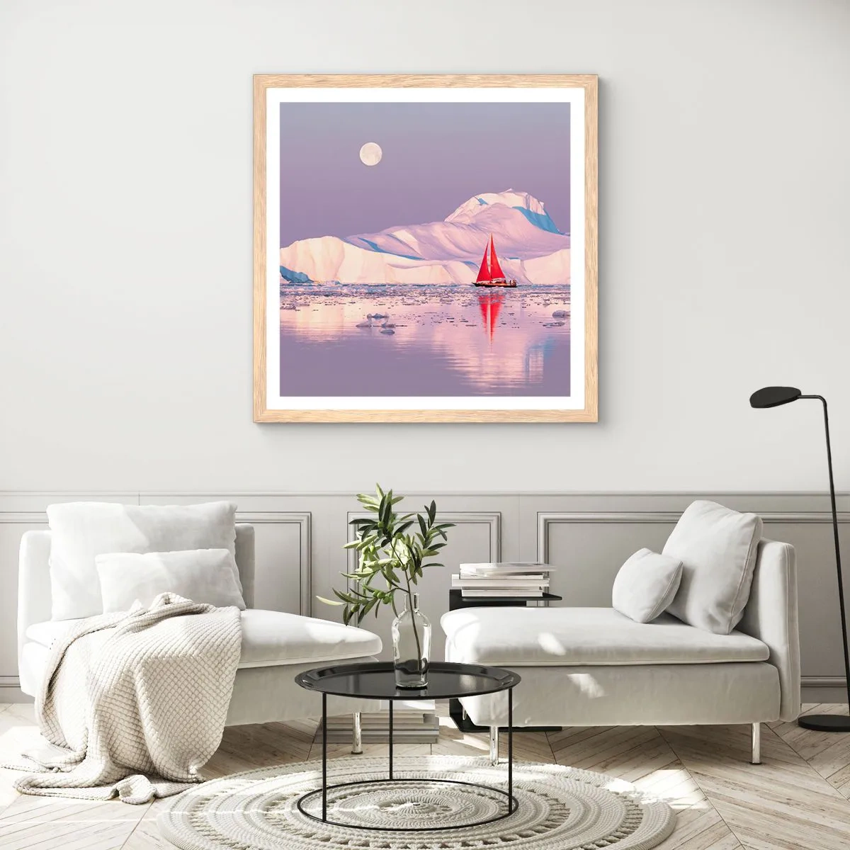 Pôster com moldura de carvalho claro - O calor da vela, a frieza do gelo - 50x50 cm