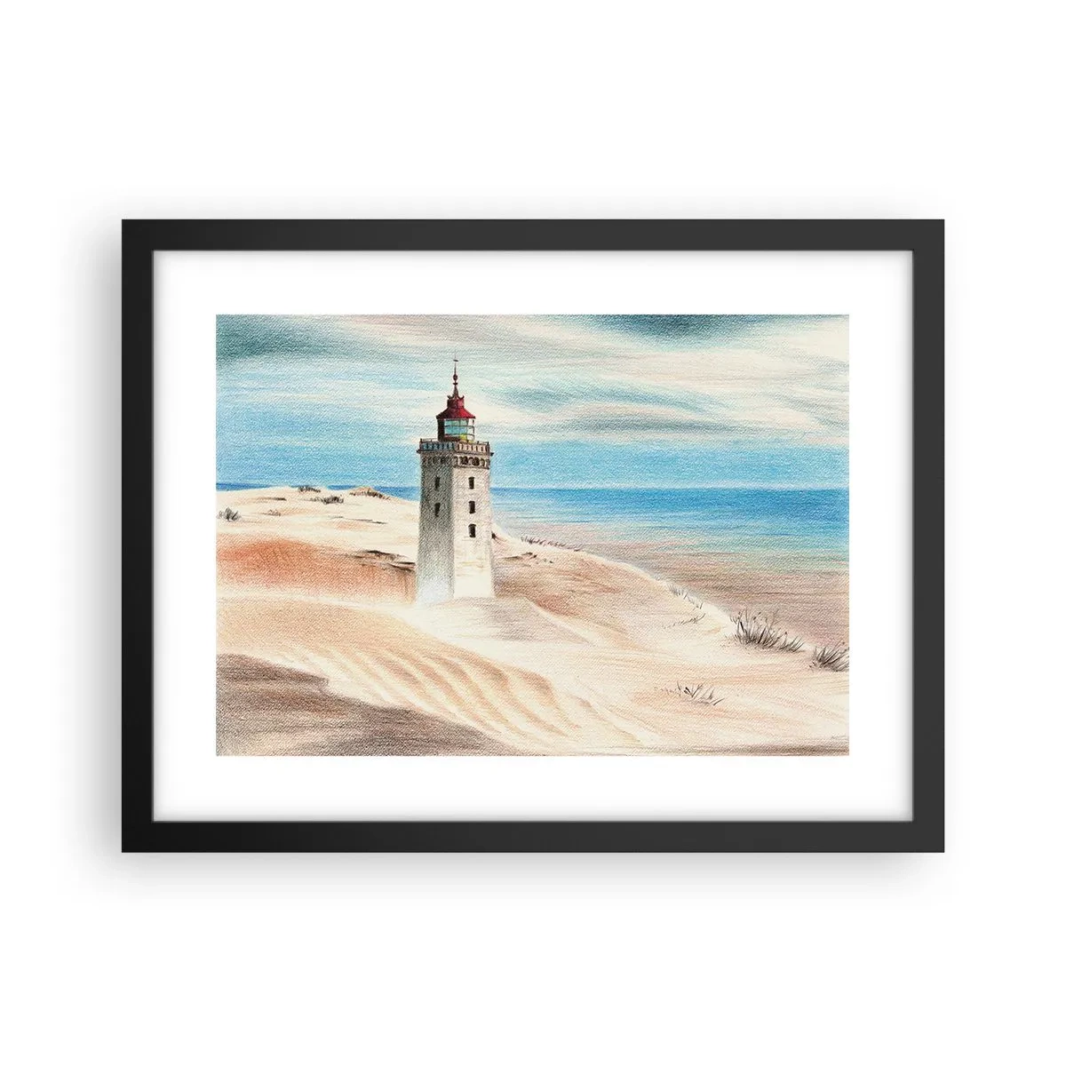 Pôster com moldura preta - Sempre a olhar para o mar - 40x30 cm