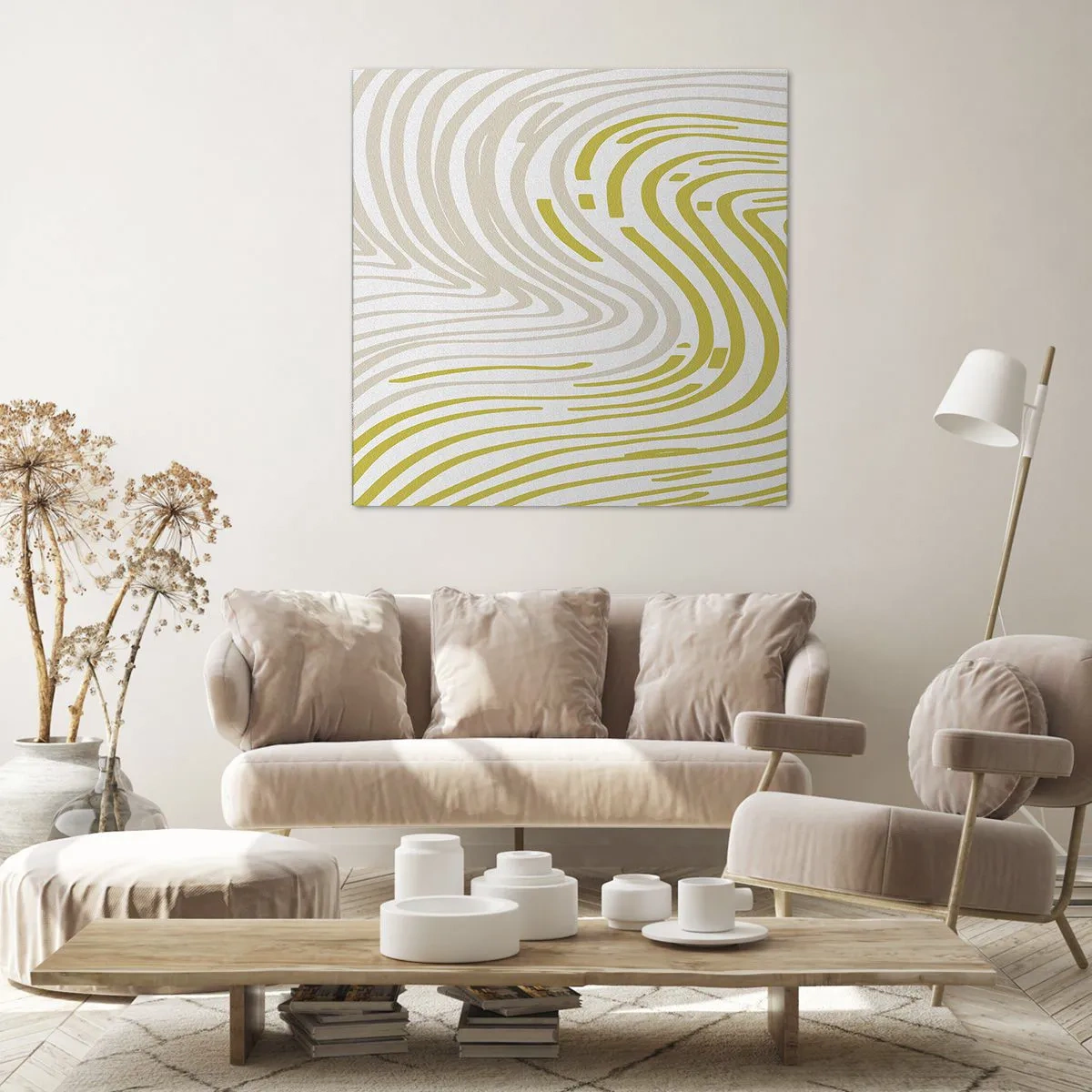 Quadro em tela - Uma composição com uma curvatura suave - 30x30 cm