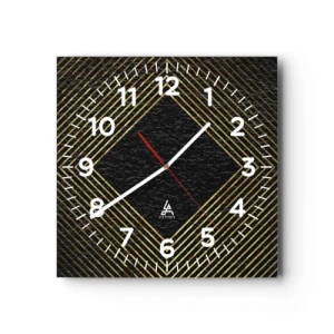 Relógio de parede - Relógio em vidro - Geometria em estilo glamoroso - 30x30 cm