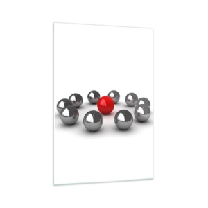 Quadro em vidro - Círculo em prata e vermelho - 70x100 cm