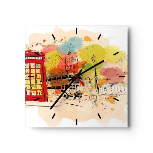 Relógio de parede - Relógio em vidro - A cidade da variedade - 30x30 cm