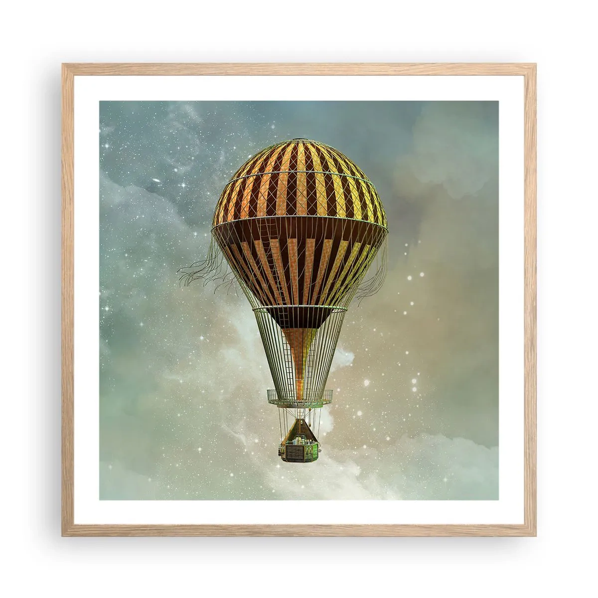 Pôster com moldura de carvalho claro - Voos pioneiros - 60x60 cm