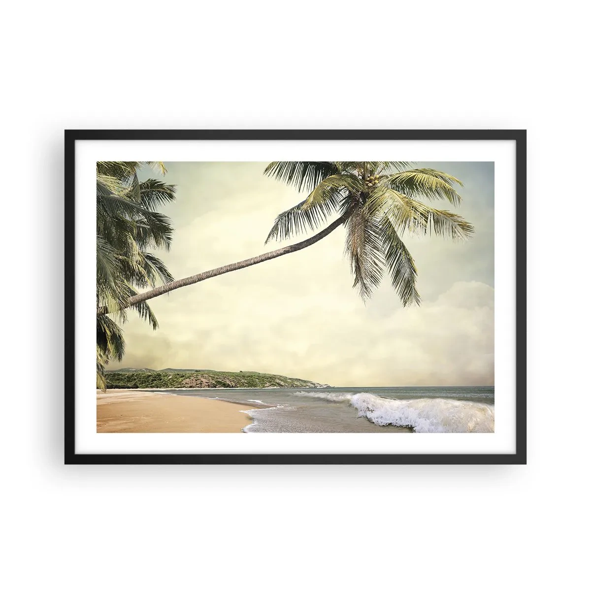 Pôster com moldura preta - Sonho tropical - 70x50 cm