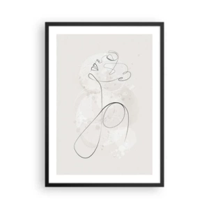 Pôster com moldura preta - A linha de contorno da figura contra o fundo de delicadas formas pastéis - 50x70cm - O espiral de beleza - Decoração de parede moderna para a sala de estar e quarto ARTTOR