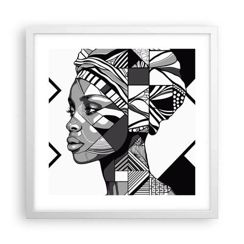 Pôster em moldura branca - Retrato étnico - 40x40 cm