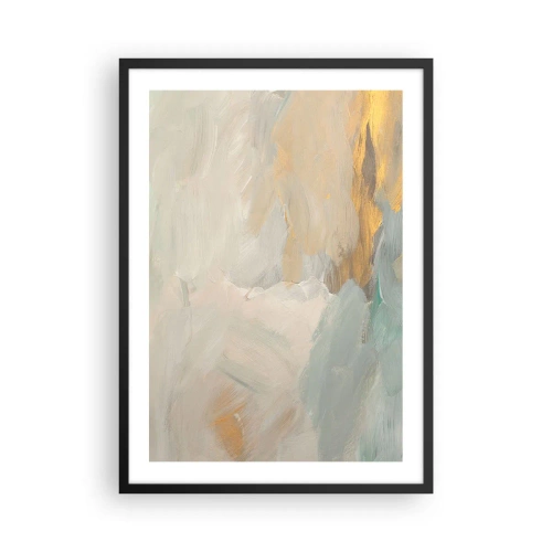 Pôster com moldura preta - Composição de pintura abstrata em tons pastéis - 50x70cm - Abstração – a terra da gentileza - Decoração de parede moderna para a sala de estar e quarto ARTTOR