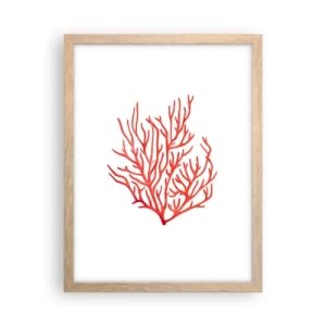 Pôster com moldura de carvalho claro - Filigrana coral - 30x40 cm