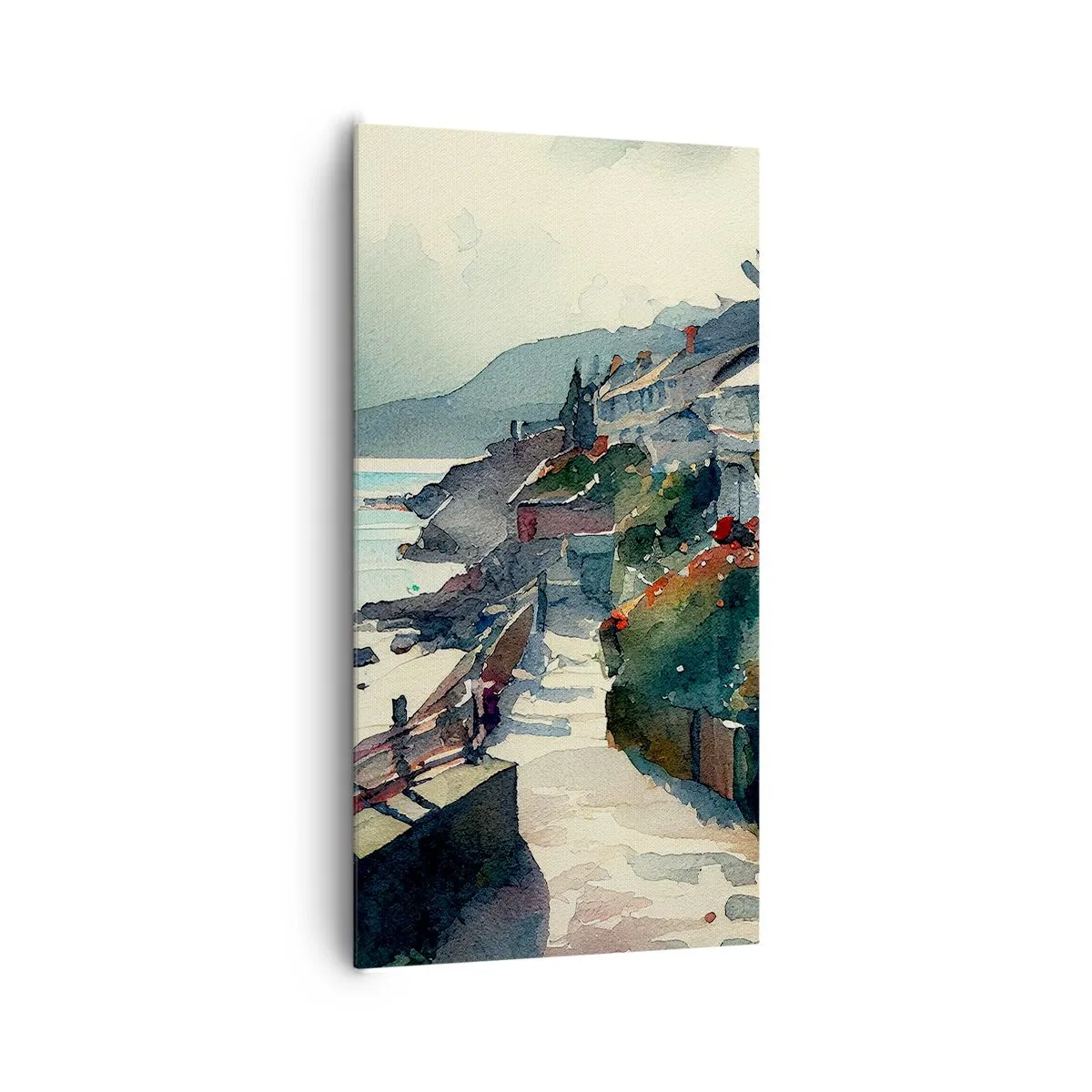Quadro em tela - Cidade mediterrânea - 65x120 cm