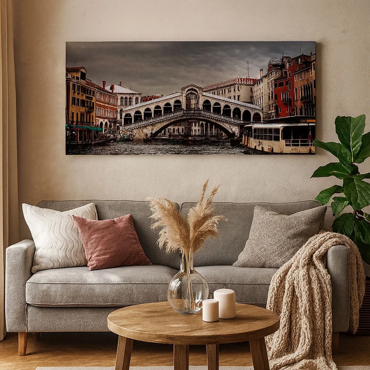 Quadro em tela - A promessa de uma noite em Veneza - 100x40 cm