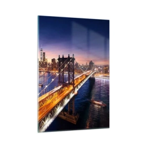 Quadro em vidro - Uma ponte luminosa para o coração da cidade - 80x120 cm