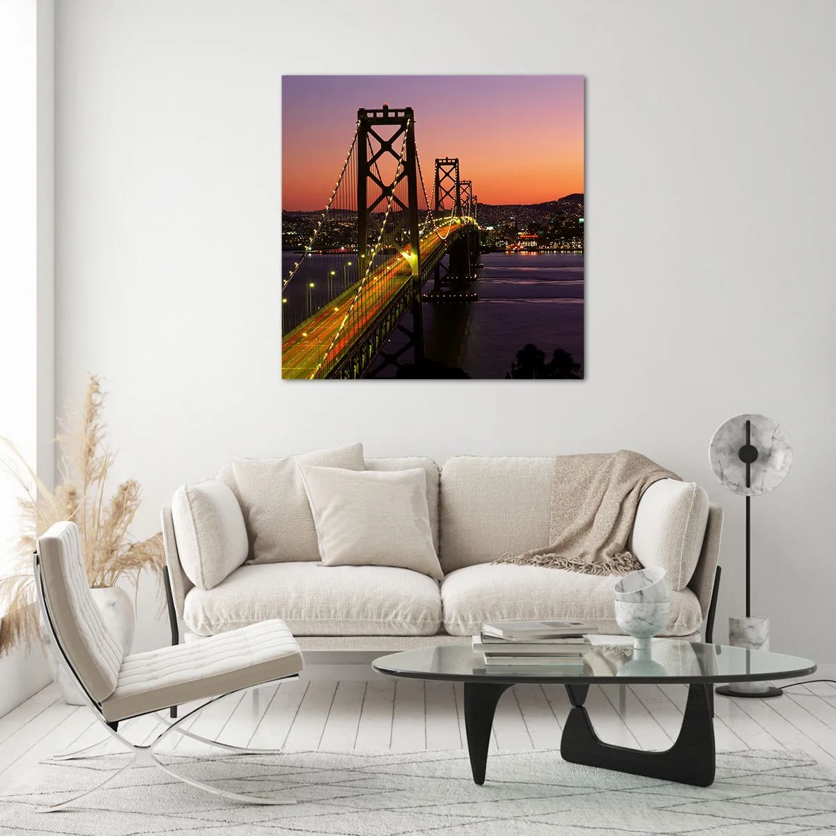 Quadro em vidro - Noite em roxo - 40x40 cm