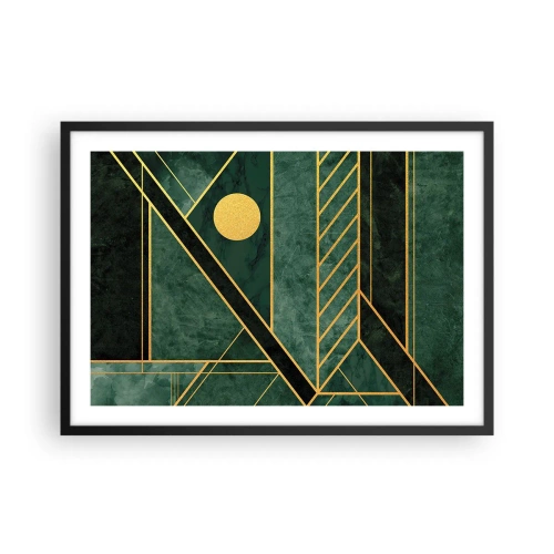 Pôster com moldura preta - A dinâmica do ouro e do azul - 70x50 cm