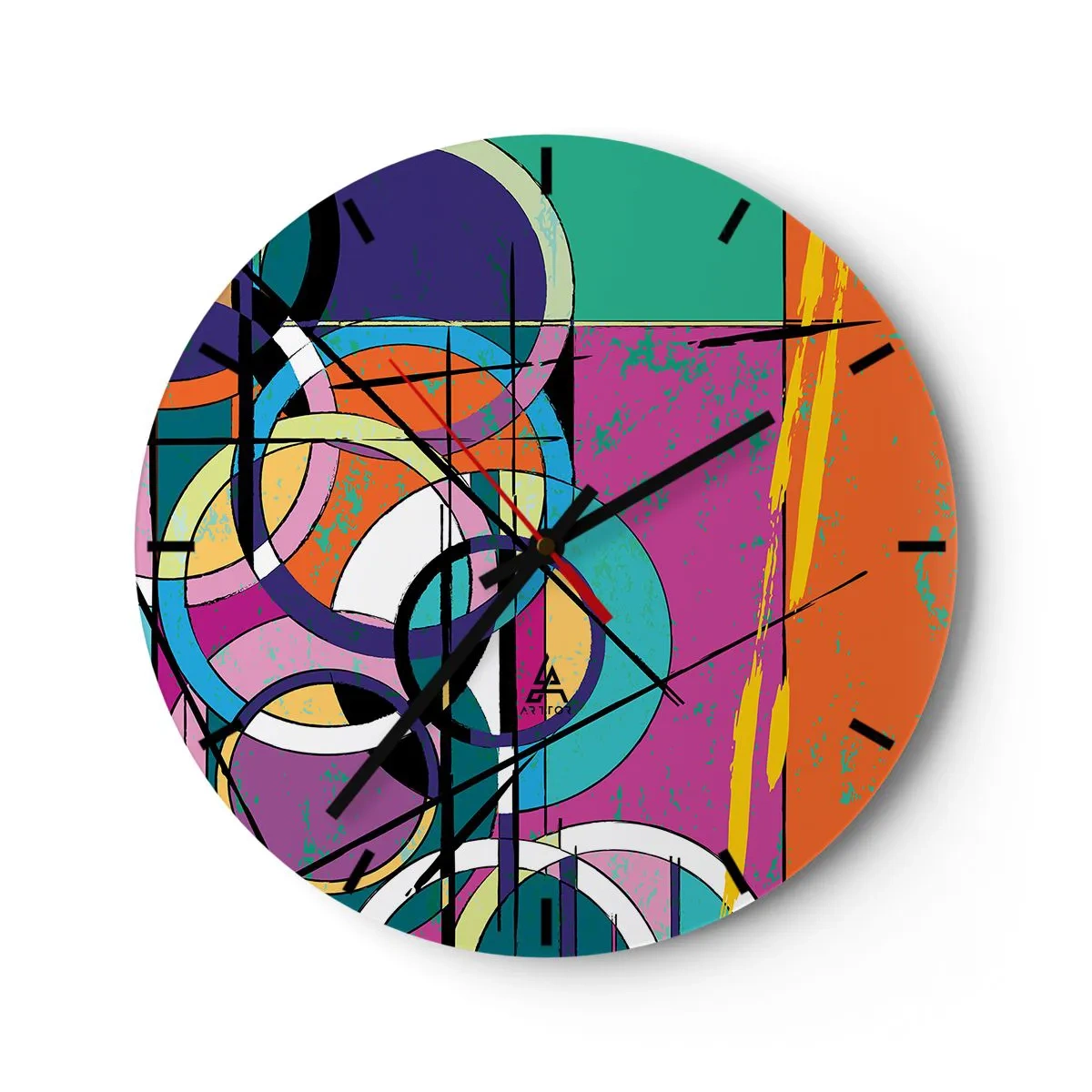 Relógio de parede - Relógio em vidro - Círculo entre círculos - 30x30 cm