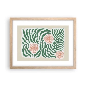Pôster com moldura de carvalho claro - Florescendo em verde - 40x30 cm