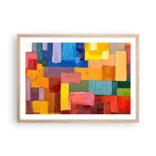Pôster com moldura de carvalho claro - Cada um diferente, todos coloridos - 70x50 cm