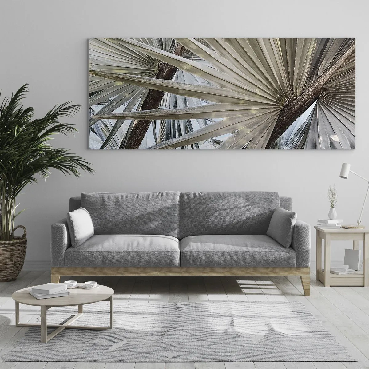 Quadro em vidro - Leques nos trópicos - 100x40 cm