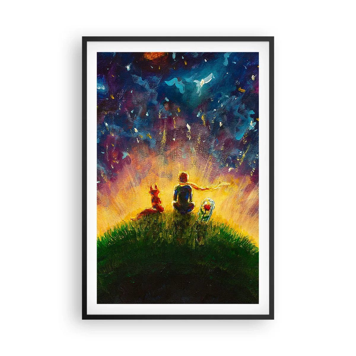 Pôster com moldura preta - Amor e amizade - o mundo inteiro - 61x91 cm