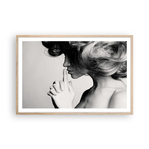 Pôster com moldura de carvalho claro - Ouvindo-se a si própria - 91x61 cm