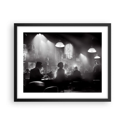 Pôster com moldura preta - Em uma atmosfera de jazz - 50x40 cm